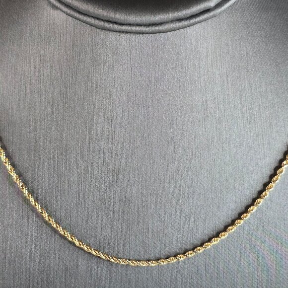 Womens Vintage Estate 14K Yellow Gold Rope Chain Necklace 7.0g E6959
